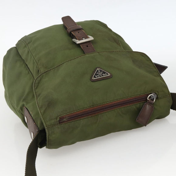 PRADA Shoulder Bag Nylon Green Silver Auth bs34328