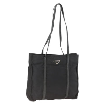 PRADA Tote Bag Nylon Black Silver Auth bs34329