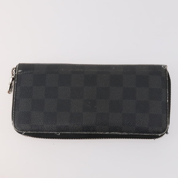 LOUIS VUITTON Damier Grafitte Long Wallet 2 Set Black LV Auth bs34330
