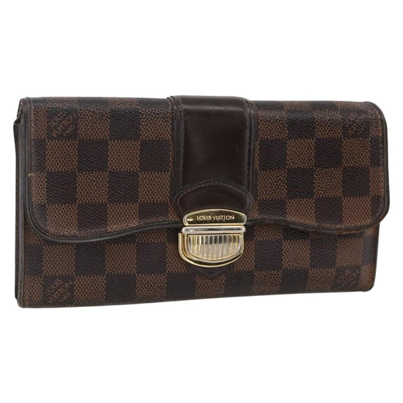 LOUIS VUITTON Damier Ebene Portefeuille Sistina Long Wallet N61747 Auth bs34333