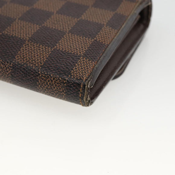LOUIS VUITTON Damier Ebene Portefeuille Sistina Long Wallet N61747 Auth bs34333