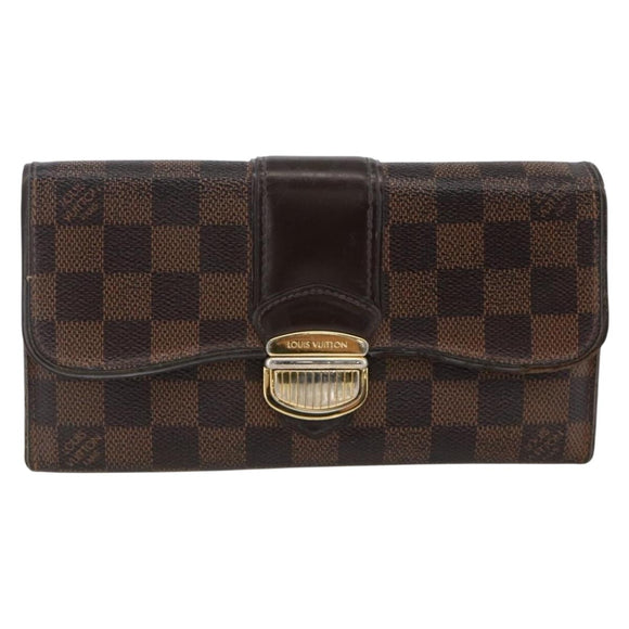 LOUIS VUITTON Damier Ebene Portefeuille Sistina Long Wallet N61747 Auth bs34333