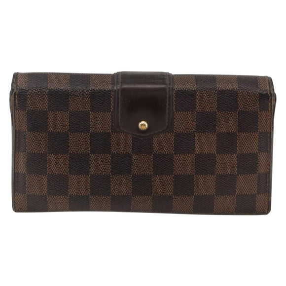 LOUIS VUITTON Damier Ebene Portefeuille Sistina Long Wallet N61747 Auth bs34333