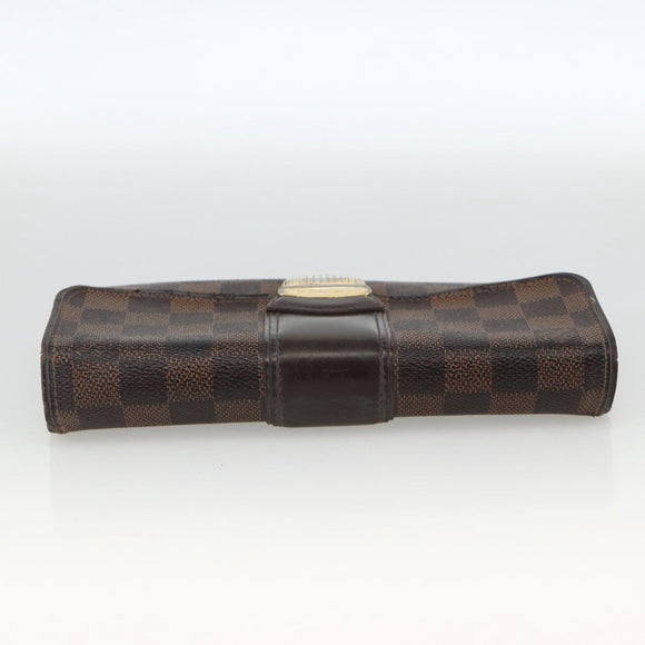 LOUIS VUITTON Damier Ebene Portefeuille Sistina Long Wallet N61747 Auth bs34333
