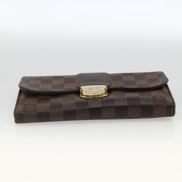 LOUIS VUITTON Damier Ebene Portefeuille Sistina Long Wallet N61747 Auth bs34333