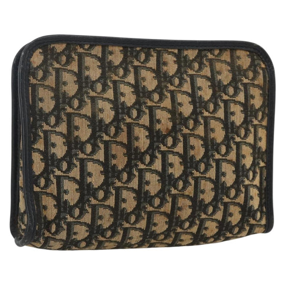 Christian Dior Trotter Canvas Pouch Navy Silver Auth bs34339