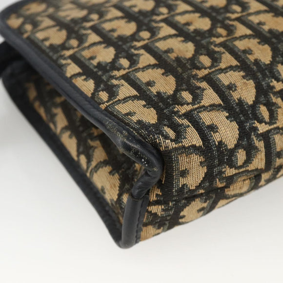 Christian Dior Trotter Canvas Pouch Navy Silver Auth bs34339