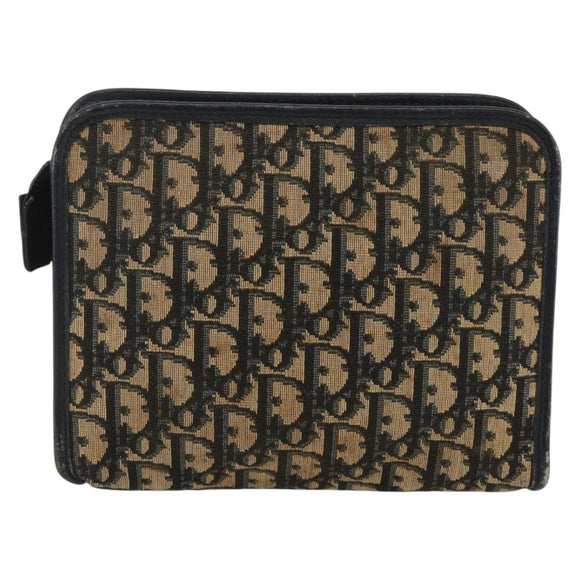 Christian Dior Trotter Canvas Pouch Navy Silver Auth bs34339