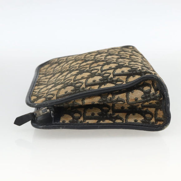 Christian Dior Trotter Canvas Pouch Navy Silver Auth bs34339
