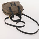FENDI Pecan Canvas Hand Bag Coated Canvas 4 Set Brown Black Auth bs34342-11