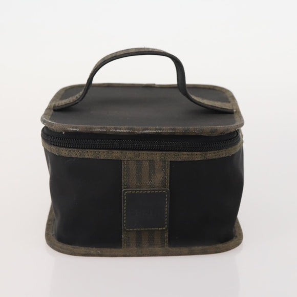 FENDI Pecan Canvas Hand Bag Coated Canvas 4 Set Brown Black Auth bs34342