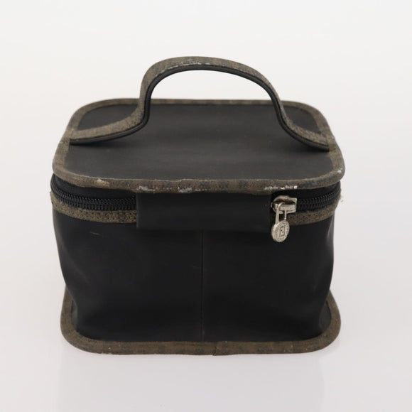 FENDI Pecan Canvas Hand Bag Coated Canvas 4 Set Brown Black Auth bs34342