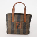 FENDI Pecan Canvas Hand Bag Coated Canvas 4 Set Brown Black Auth bs34342-2
