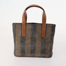 FENDI Pecan Canvas Hand Bag Coated Canvas 4 Set Brown Black Auth bs34342-3