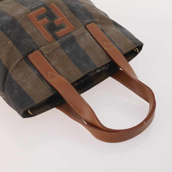 FENDI Pecan Canvas Hand Bag Coated Canvas 4 Set Brown Black Auth bs34342