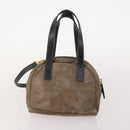 FENDI Pecan Canvas Hand Bag Coated Canvas 4 Set Brown Black Auth bs34342-9