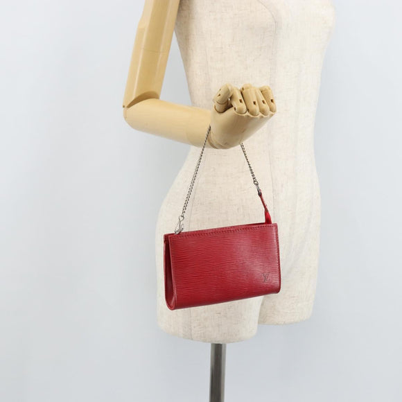 LOUIS VUITTON Epi Bucket PM Pouch Red LV Auth bs34347