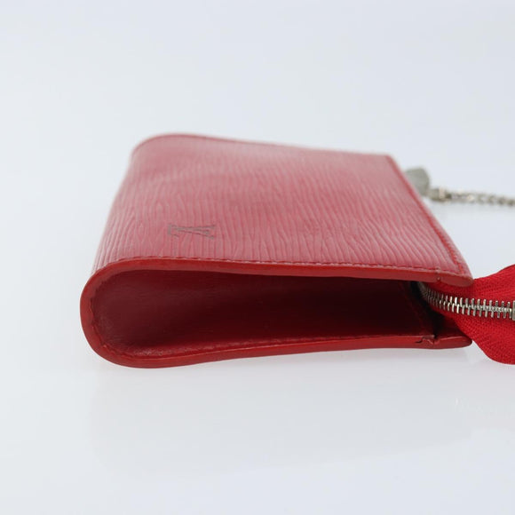 LOUIS VUITTON Epi Bucket PM Pouch Red LV Auth bs34347
