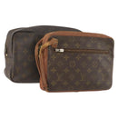 LOUIS VUITTON Monogram Pouch Clutch Bag 2 Set LV Auth bs34348-1