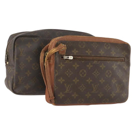 LOUIS VUITTON Monogram Pouch Clutch Bag 2 Set LV Auth bs34348