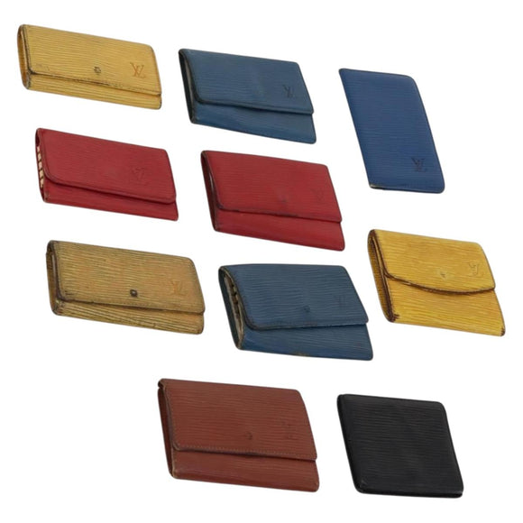 LOUIS VUITTON Epi Key Case 10 Set Red Blue yellow LV Auth bs34354