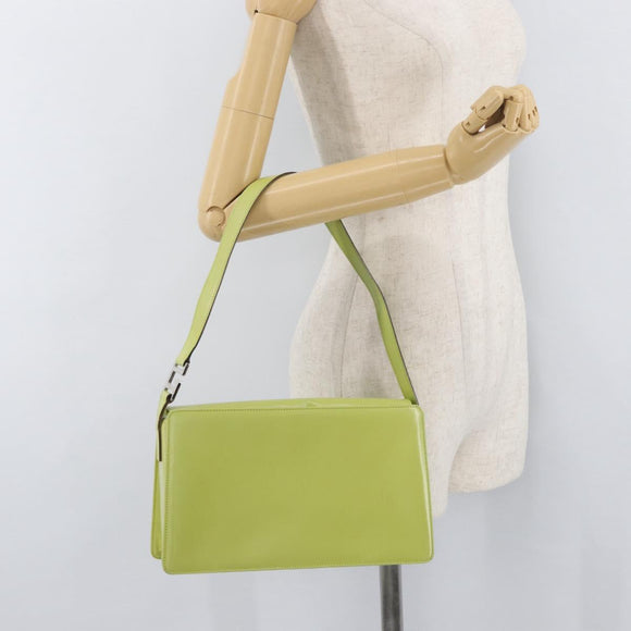 GUCCI Shoulder Bag Leather LIme Green Silver 001 406 1721 Auth bs34358