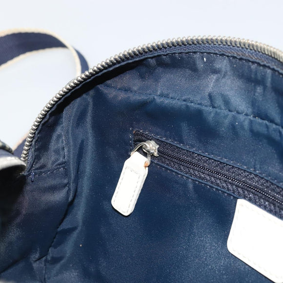 Christian Dior Trotter Canvas Shoulder Bag PVC Leather Navy Silver Auth bs34360