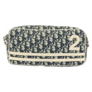 Christian Dior Trotter Canvas Shoulder Bag PVC Leather Navy Silver Auth bs34360-13