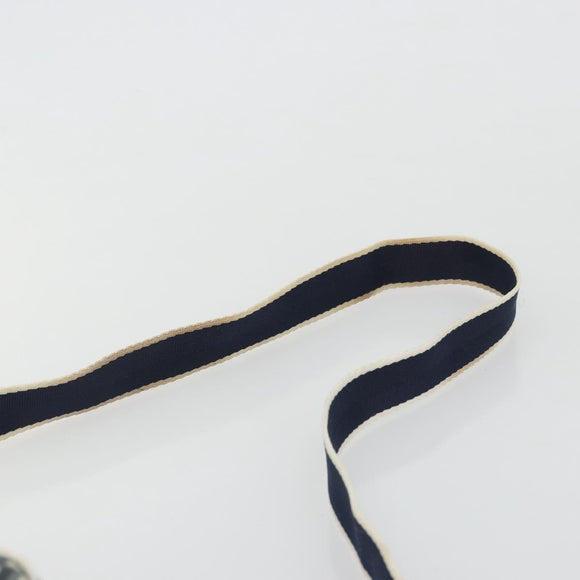 Christian Dior Trotter Canvas Shoulder Bag PVC Leather Navy Silver Auth bs34360