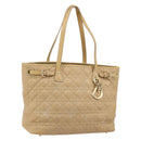 Christian Dior Lady Dior Tote Bag Coated Canvas Brown Gold Auth bs34361-1