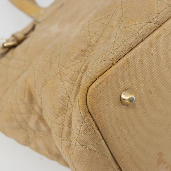 Christian Dior Lady Dior Tote Bag Coated Canvas Brown Gold Auth bs34361
