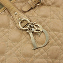 Christian Dior Lady Dior Tote Bag Coated Canvas Brown Gold Auth bs34361-17