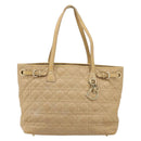 Christian Dior Lady Dior Tote Bag Coated Canvas Brown Gold Auth bs34361-13