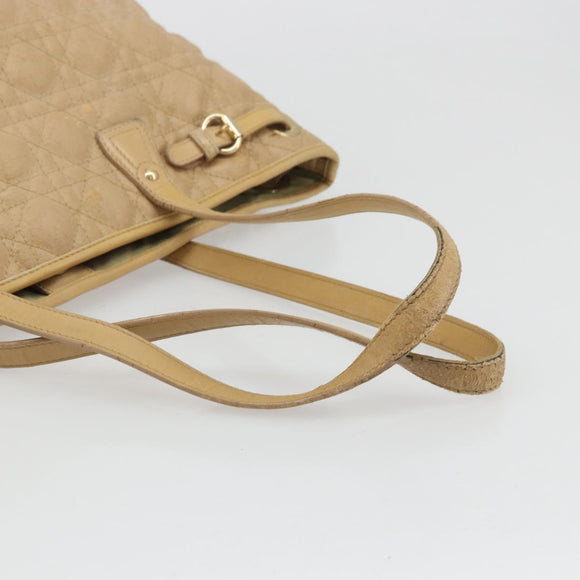 Christian Dior Lady Dior Tote Bag Coated Canvas Brown Gold Auth bs34361