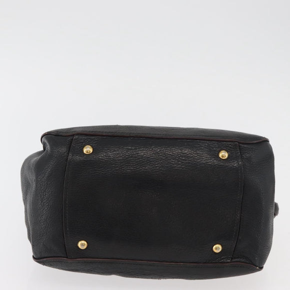 Miu Miu Hand Bag Leather Black Gold Auth bs34362