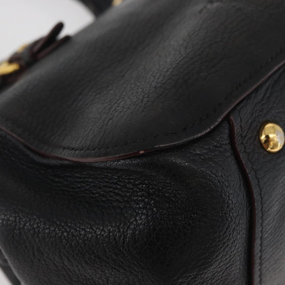 Miu Miu Hand Bag Leather Black Gold Auth bs34362