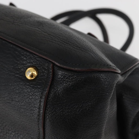 Miu Miu Hand Bag Leather Black Gold Auth bs34362