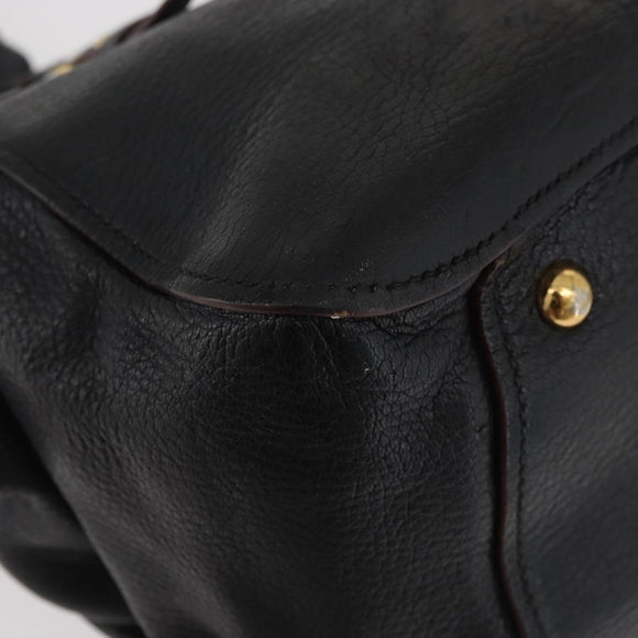 Miu Miu Hand Bag Leather Black Gold Auth bs34362