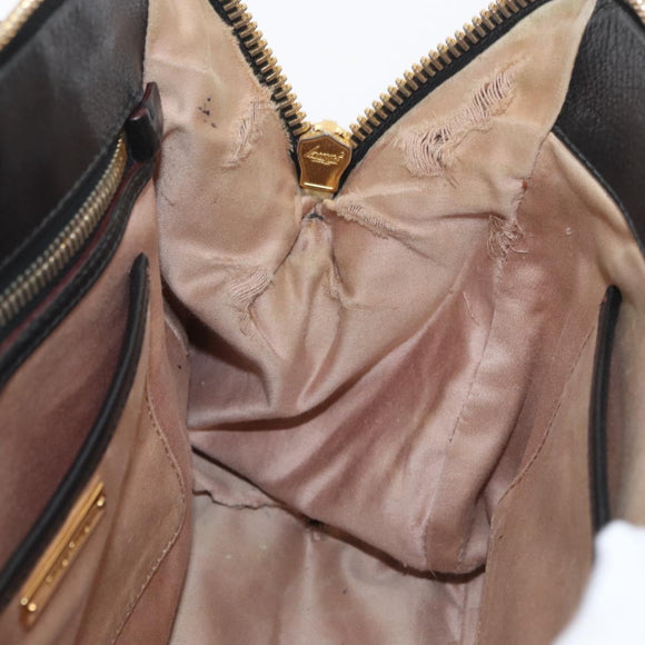 Miu Miu Hand Bag Leather Black Gold Auth bs34362