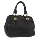 Miu Miu Hand Bag Leather Black Gold Auth bs34362-1