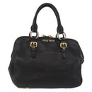 Miu Miu Hand Bag Leather Black Gold Auth bs34362-13