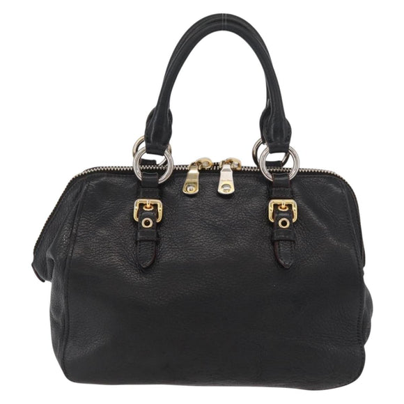 Miu Miu Hand Bag Leather Black Gold Auth bs34362