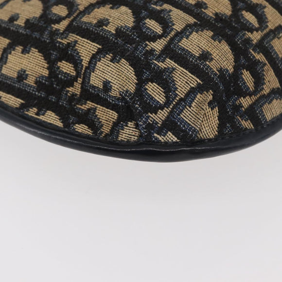 Christian Dior Trotter Canvas Shoulder Bag Navy Gold Auth bs34364
