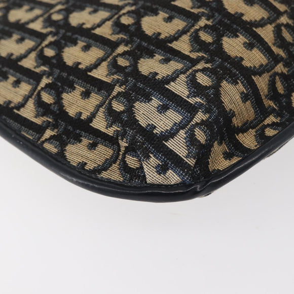Christian Dior Trotter Canvas Shoulder Bag Navy Gold Auth bs34364