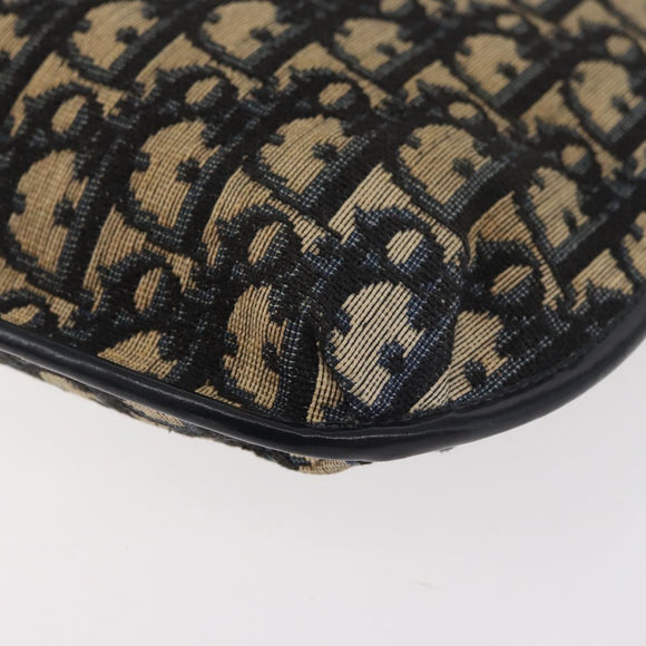 Christian Dior Trotter Canvas Shoulder Bag Navy Gold Auth bs34364
