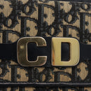Christian Dior Trotter Canvas Shoulder Bag Navy Gold Auth bs34364-9