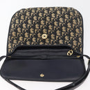 Christian Dior Trotter Canvas Shoulder Bag Navy Gold Auth bs34364-10