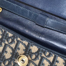 Christian Dior Trotter Canvas Shoulder Bag Navy Gold Auth bs34364-18