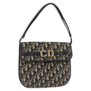 Christian Dior Trotter Canvas Shoulder Bag Navy Gold Auth bs34364-1