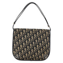Christian Dior Trotter Canvas Shoulder Bag Navy Gold Auth bs34364-2